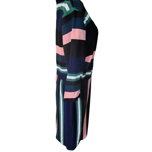ELOQUII Striped Midi Dress Long Sleeve Black Pink Green White Navy Size 14 - Picture 3 of 6